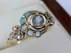 Vintage Women Antique Silver Opal Moon Ring Wedding Party Jewelry Gift Sz 5-10