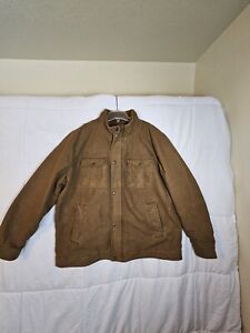 Levi's Men's Trucker Jacket XXL LS Quilted Lined Military Brown Canvas Work Coat