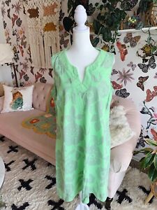 FRESH PRODUCE Green FLORAL Cotton Sleeveless DRESS Womens XL