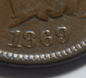 New ListingIndian head cent/penny 1869, 9 over 9 repunched date choice collector grade