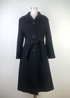 Long Black Coat Women’s Size M Cashmere Wool Blend Midi Length With Tie Belt