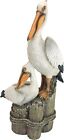 Ocean's Perch Pelicans Garden Bird Statue, 24 Inches High, Handcast Polyresin