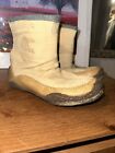 Sorel Womens Moccasin Leather Ankle Boots Slip On Bootie Tan Rainbow Sz 6 Wool