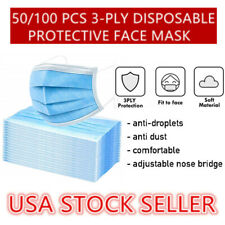 [50/100 PCS] Disposable Face Mask Non Medical Surgical 3-Ply Earloop Mouth Cover