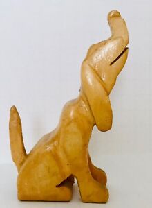 Vtg Hand Carved Wood Howling Dog Sculpture Folk Art Whittled 2