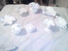 LOT OF 8 OLD MILK GLASS HOBNAIL SMALL PIECES CANDY DISH VASE TOOTHPICK HOLDER