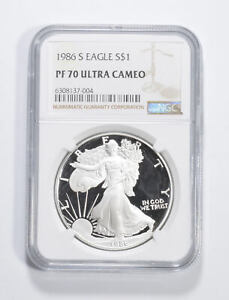 PF70 1986 PROOF American Silver Eagle $1 NGC PR Ucam *0738