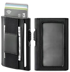 Slim Minimalist Leather Mens Wallet RFID Blocking Money Band Clip ID Card Holder