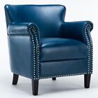 Comfort Pointe Holly Navy Blue Faux Leather Club Chair with Nail Head Trim