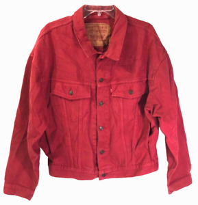$75 Levi's Brick Red Men 70598-0787 Vintage Trucker Biker Denim Jacket M