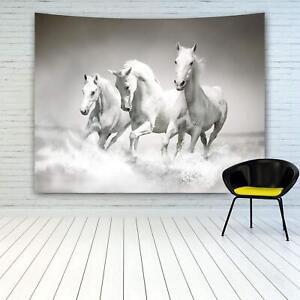 New ListingTapestry Wall Hanging Animal Theme Print Three 60 in x 40 in White Horses