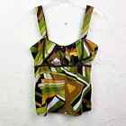 Y2K Early 2000s Green Brown Babydoll Tank Top Size XL