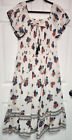Tory Burch Womens XL Midi Dress White Floral Off the Shoulders