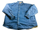 Wrangler Mens Denim Shirt Jacket Faux Sherpa Lined Button Down Blue Size 2XL