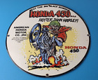 Vintage Honda Hot Rod Sign - Motorcycle Biker Rat Fink Gas Pump Porcelain Sign