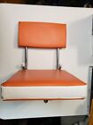 Vintage Folding Padded Bleacher, Stadium Seat W/Back Rest, Orange White