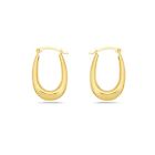 10K Gold High Polish Oval Hoop Shape Bib French Lock Hoop Earrings