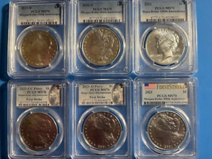 New Listing2021 6 Coin Silver Morgan and Peace Dollar Set PCGS MS70 100th Anniversary Set