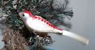 Vtg ~ CLIP ON Glass Bird~RED w YELLOW BELLY~ Xmas Ornament~ Nylon Tail~ 4-1/4