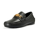 Versace Men's Black 100% Leather Gold Medusa Car Shoes Loafers Shoes US 10 IT 43