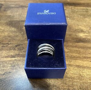 Swarovski Spiral Silver Tone Rhodium Plated Ring Size 55