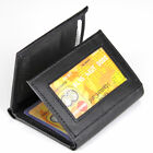 New Mens Black Genuine Leather Trifold Wallet ID Window Credit Card Case Holder