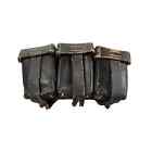 VINTAGE Leather Triple Ammo Cartridge Belt Pouch WW1 WW2