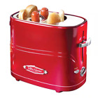 Nostalgia 2 Slot Hot Dog and Bun Toaster with Mini Tongs Red Retro