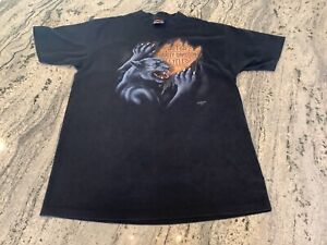 Vintage 1991 Harley Davidson Black Panther 3D Emblem Graphic T Shirt XL Single