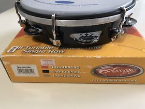 Stagg TAB-108P/BK Black 8-Inch Tunable Plastic Tambourine with 2 Rows of Jingles