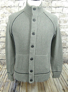 Gap Mens Sweater Size S Gray Cardigan Button Front Faux Elbow Patches