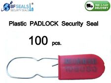 Plastic Padlock Security Seal, Red Color, 100 units.