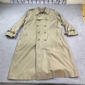 Burberrys Vintage Trench Jacket Mens 44L Long Nova Check Lining Button Coat *