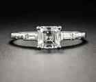 2CT Asscher Cut Lab-Created Diamond Womens Engagement Ring 14K White Gold Finish