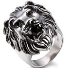 Retro Lion Head King Stainless Steel Men's Ring Band Black Silver Ring Size 7-14