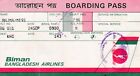BANGLADESH BIMAN AIRLINES BOARDING PASS