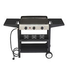 30000 BTU Outdoor Flat Top Gas Griddle Grill Propane BBQ Grill with 3-Burner