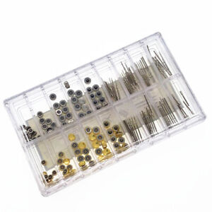 170Pcs Different Sizes Mixed Watch Stem Crown Repair Parts Assortment Set W/ Box