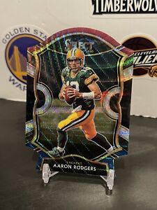 Aaron Rodgers 2020 Panini Select Tri-Color Wave Prizm Die Cut #12 Packers / Jets