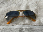 Pre-Owned Ray Ban RB3025 001/3F Sunglasses Aviator Large Metal Gold/ Light Blue
