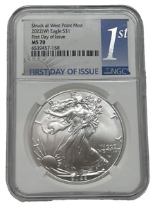 2022 (W) $1 American Silver Eagle NGC MS70 FDI First Label