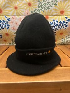 Carhartt Billed Winter Beanie Ski Knit Cap Hat Black Made In USA Adult OSFA