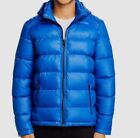 $226 Guess Men's Blue Hooded Puffer Water/Wind-Resistant Bomber Coat Jacket M