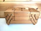 VTG Romania Wooden Expandable Dovetail Accordion Fold Out Sewing Box