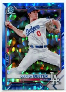 CLAYTON BEETER 2021 Bowman Chrome Sapphire REFRACTOR Dodgers BCP16
