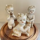Vintage Porcelain Satyr Set Of 3 Musician Cherub Devil Figurines 1950s Ardalt