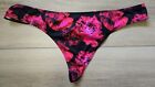 NWT Vintage Victoria's Secret Floral Satin Strappy V-String Thong Panties Bows M