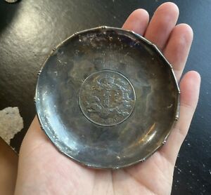 New ListingChinese Antique Silver Dragon Coin Tray Qing?