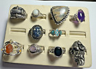 Lot of 10 Vintage sterling silver rings, various sizes, styles, designs
