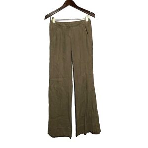 Cabi Linen Pants Bootcut Wide Flare Women Size 0 Brown Relax Louge Casual Boho
